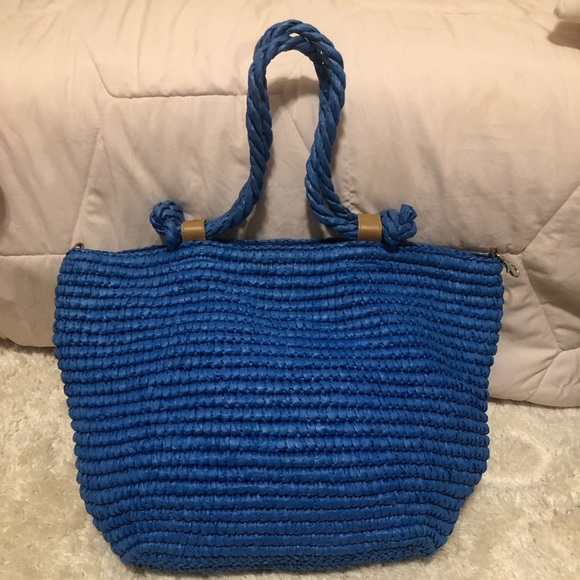 Royal Blue wicker Bag - Picture 1 of 4